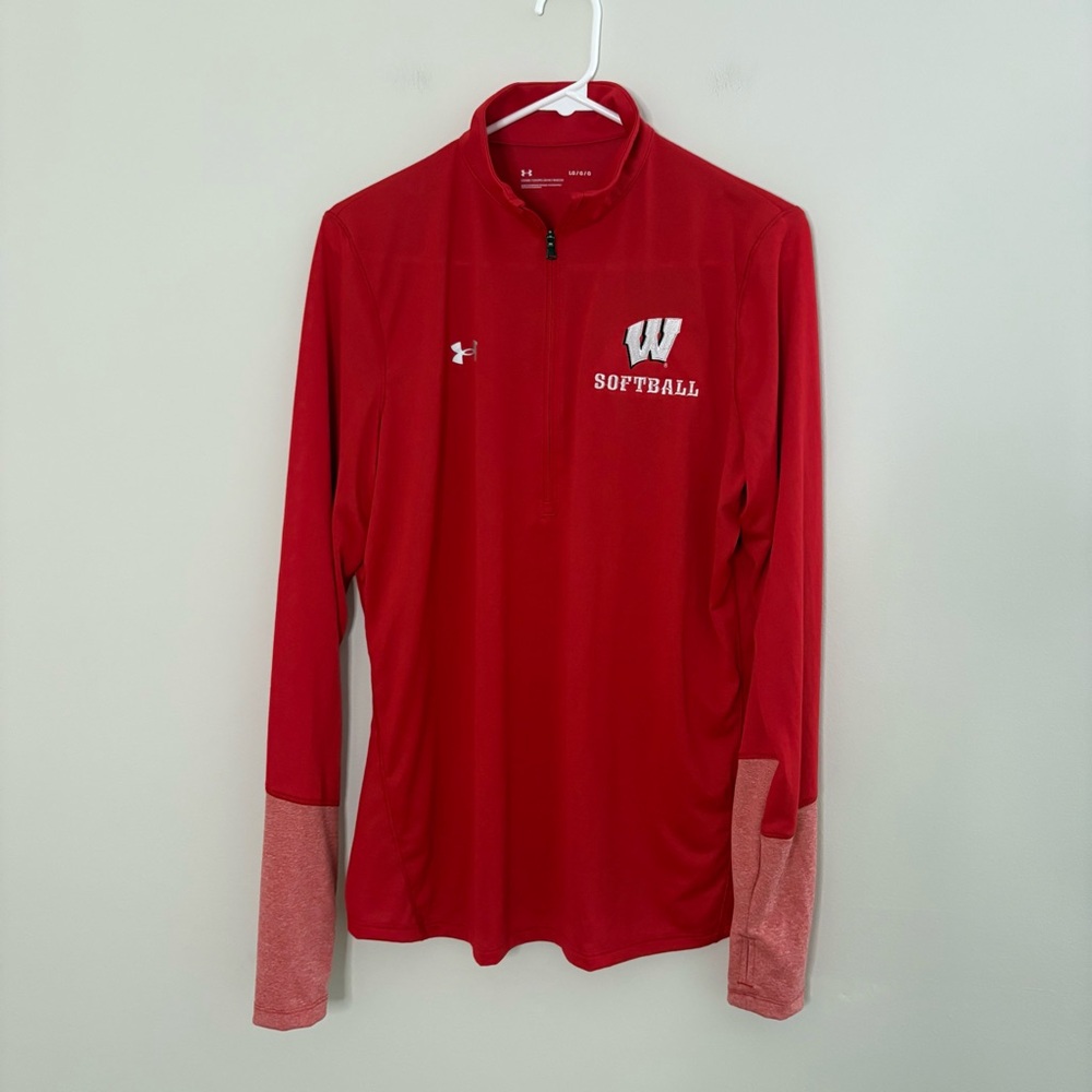 NWT University of Wisconsin LG Red Long Sleeve Softball Tee Womens top
